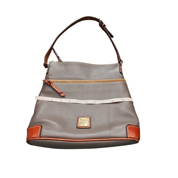 Dooney Bourke Pebble Leather Handbag Shoulder Bag‎ Gray Brown Trim - Picture 7 of 13
